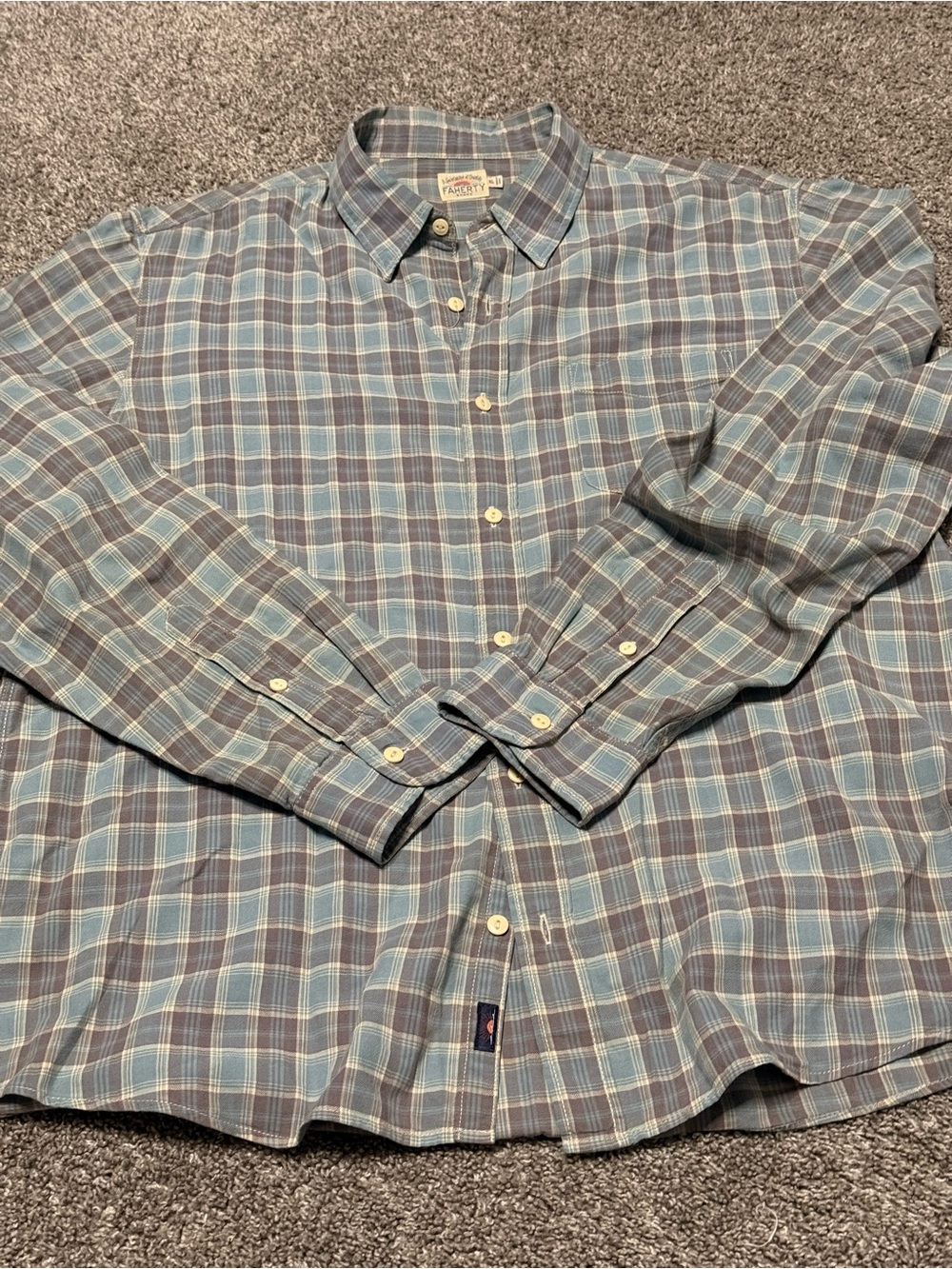 Faherty Men's Plaid Button-Down Shirt - Blue & Gray